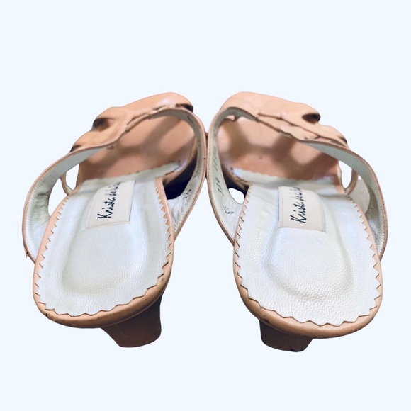 KRISTA DE LA HARPE NUDE SQUARE TOE KETTEN HEEL LEATHER SANDALS - Picture 7 of 15